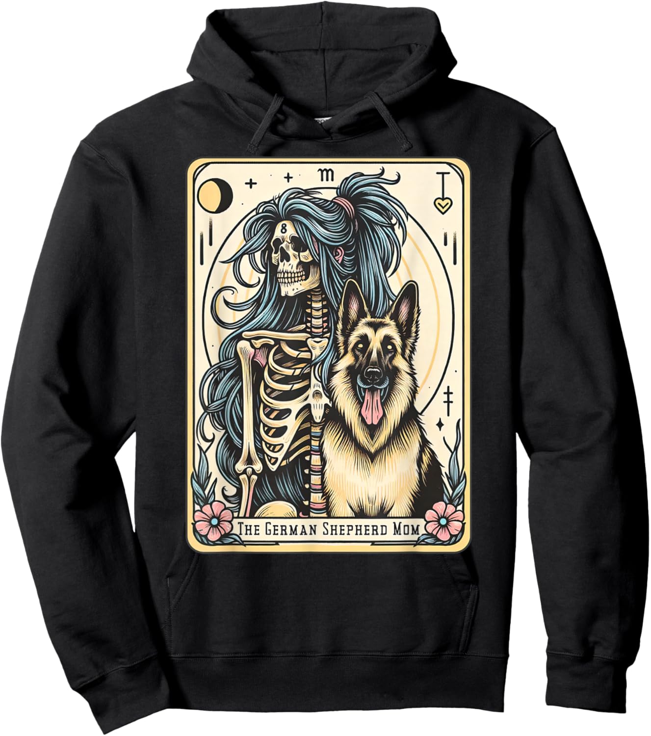 Retro German Shepherd Mom Tarot Card Witchy Vibes Dog Mom Hoodie - Hoodie | Black