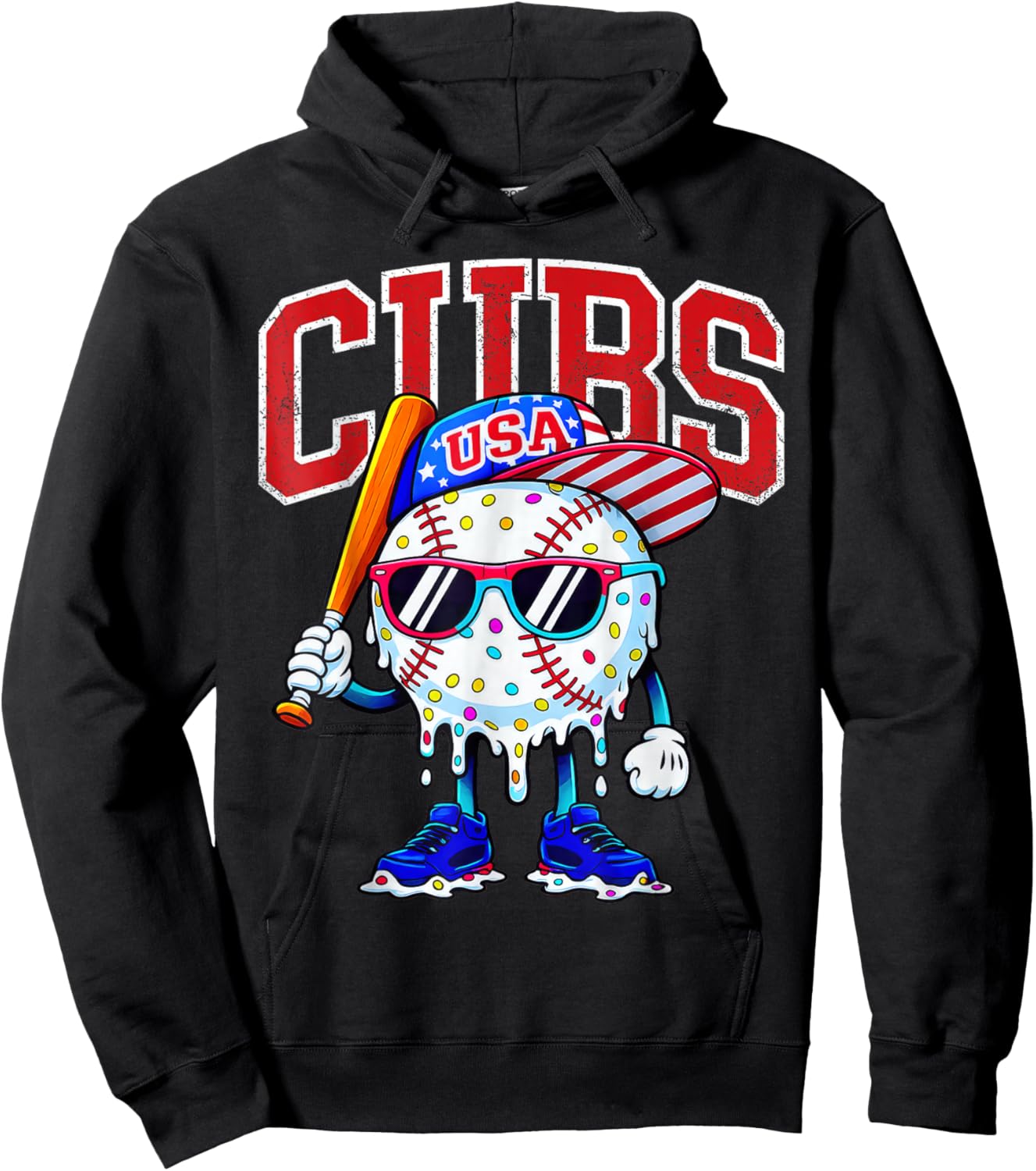 Vintage Cubs Name Personalized Retro Women Kid Hoodie - Hoodie | Black