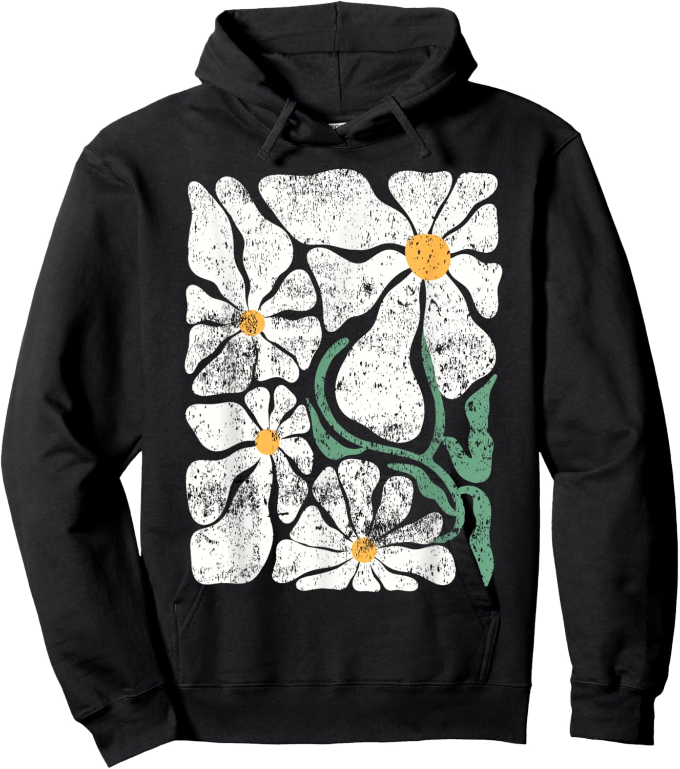 Daisy Floral Boho Retro Flower Wildflower Lover Botany Hoodie - Hoodie | Black