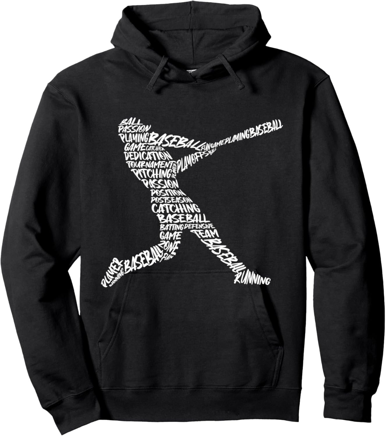 Baseball Baseballer Typografie Jungen Baseballspieler Langarmshirt Hoodie - Hoodie | Black