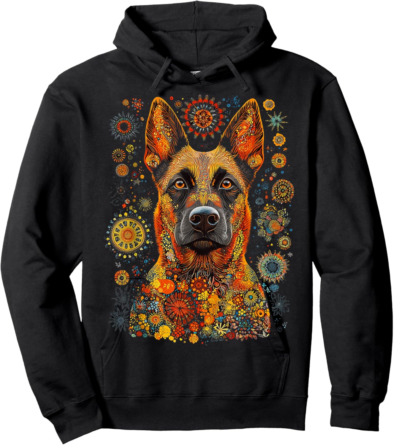 Belgian Malinois Dog Pet Artwork Mandala Belgian Malinois Hoodie - Hoodie | Black