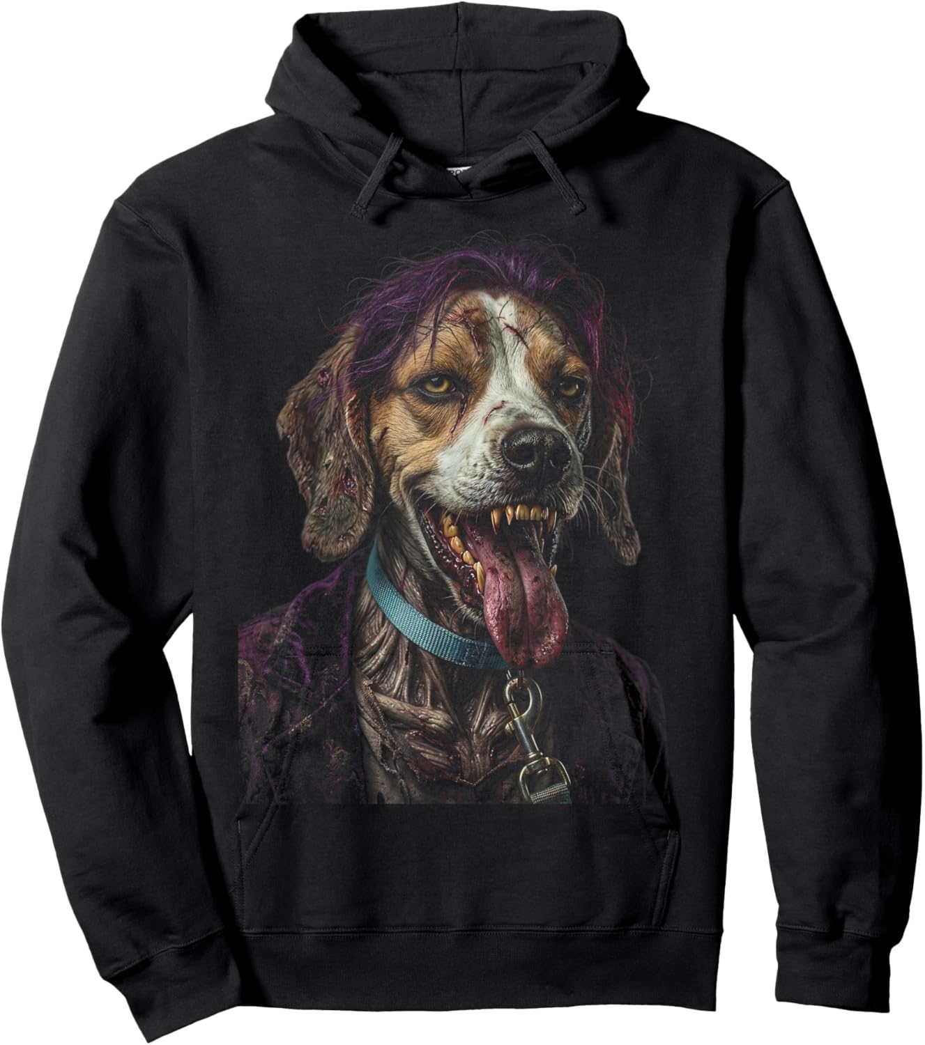 Creepy Zombie Villain Dog Funny Halloween Design Hoodie - Hoodie | Black