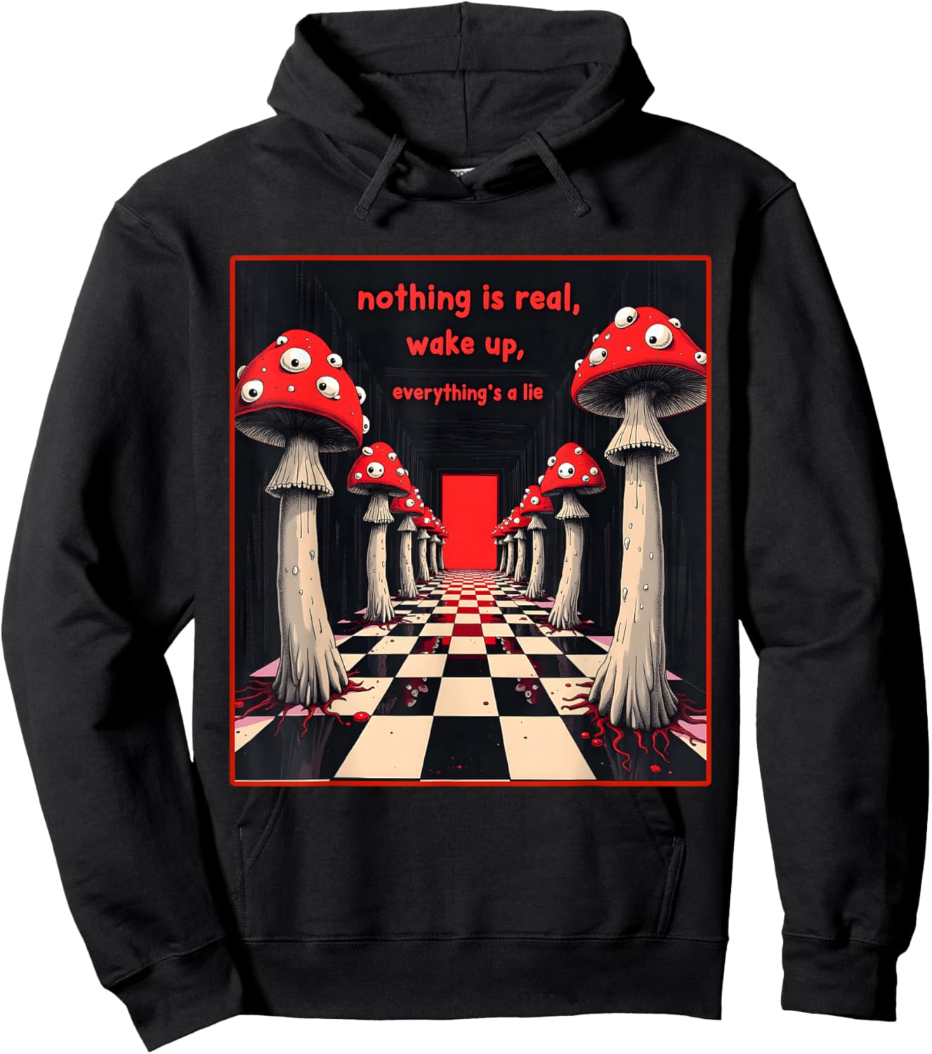 Weirdcore Aesthetic Mushroom Eyes Shirt Creepy Strangecore Hoodie - Hoodie | Black