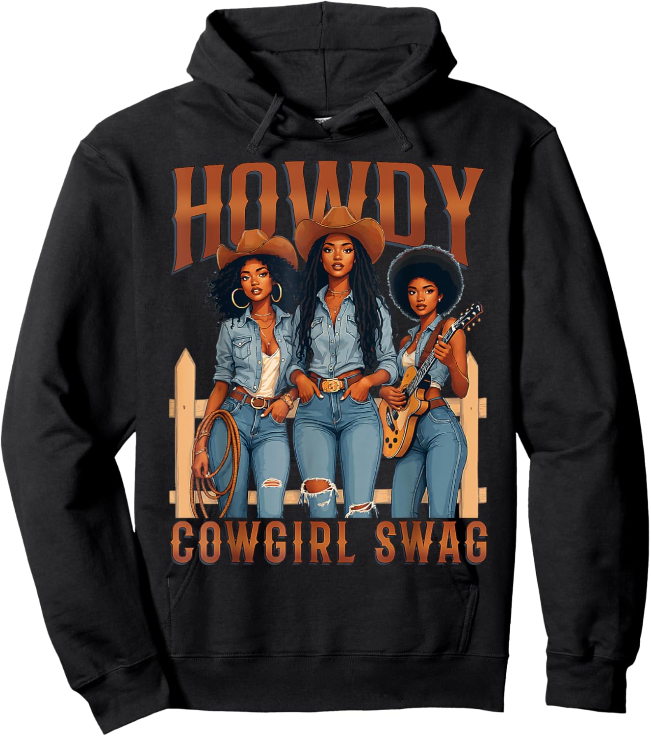 Howdy Retro Western Melanin Black Cowgirl African Women Hoodie - Hoodie | Black
