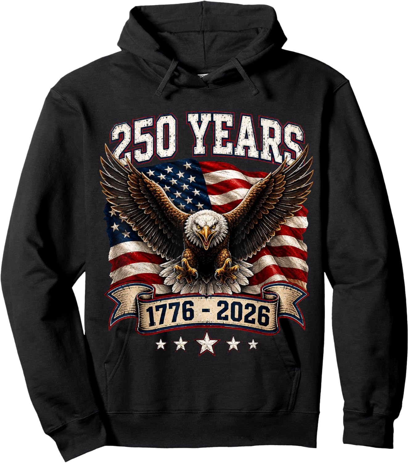 250 Years Anniversary American 1776 2026 Patriotic Eagle Hoodie - Hoodie | Black