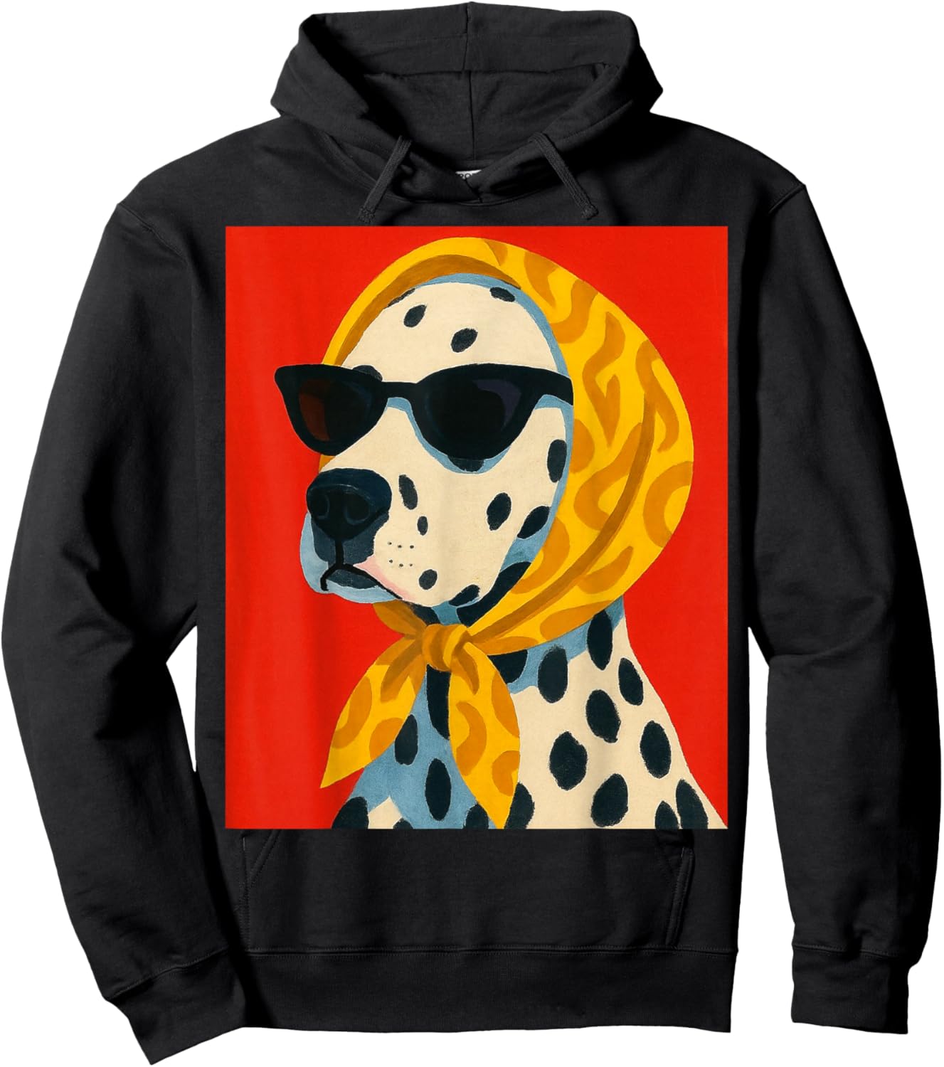Trendy Dalmatian, Dog in Shades & Scarf, Bold Artistic Style Hoodie - Hoodie | Black