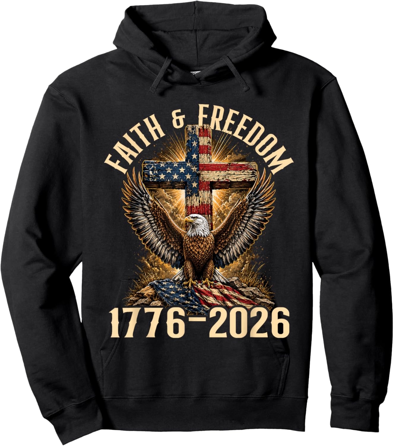 Faith & Freedom - 4th July Patriotic Independence Day Hoodie - Hoodie | Black