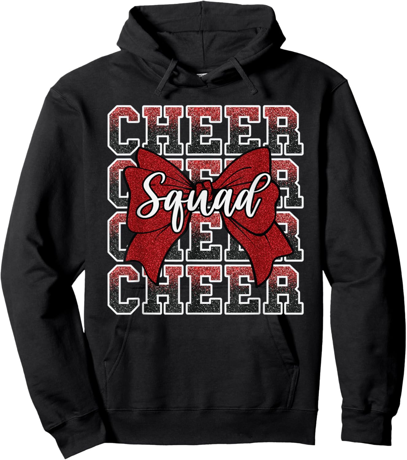 Red Cheer Squad Funny Sport Cheerleader Cheerleading Team Hoodie - Hoodie | Black