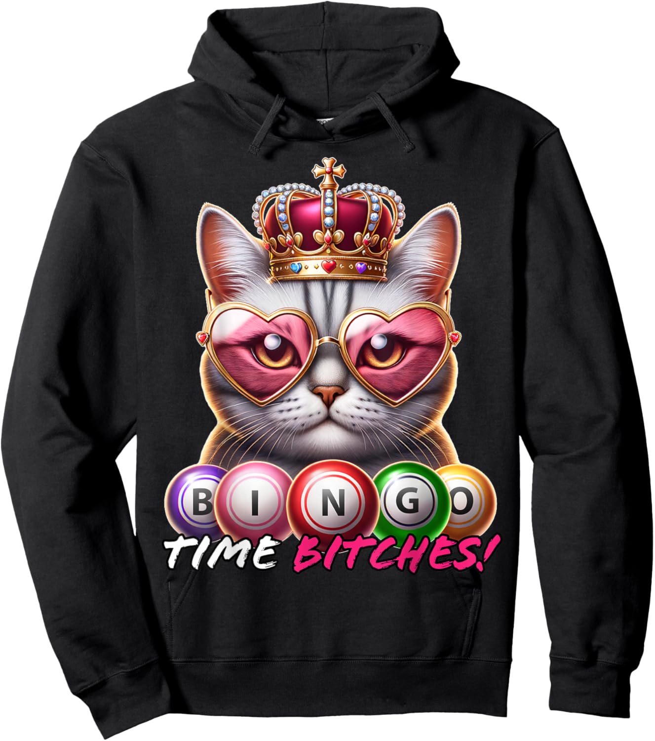 Funny Bingo Gifts Men Bingo Time Bitches Black Cartoon Graphic Modern Hoodie - Hoodie | Black