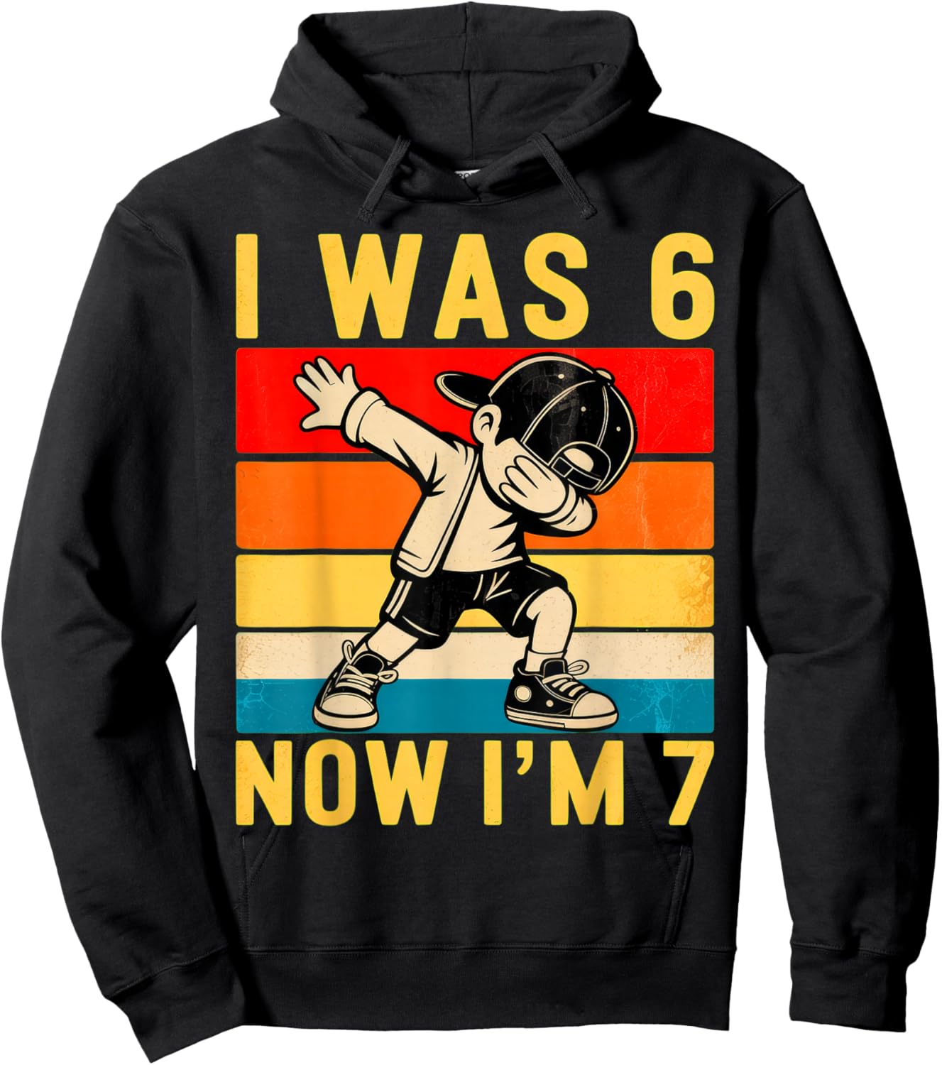 Dabbing 7th Birthday Kid I was 6 Now I'm 7 Six 67 Meme Hoodie - Hoodie | Black