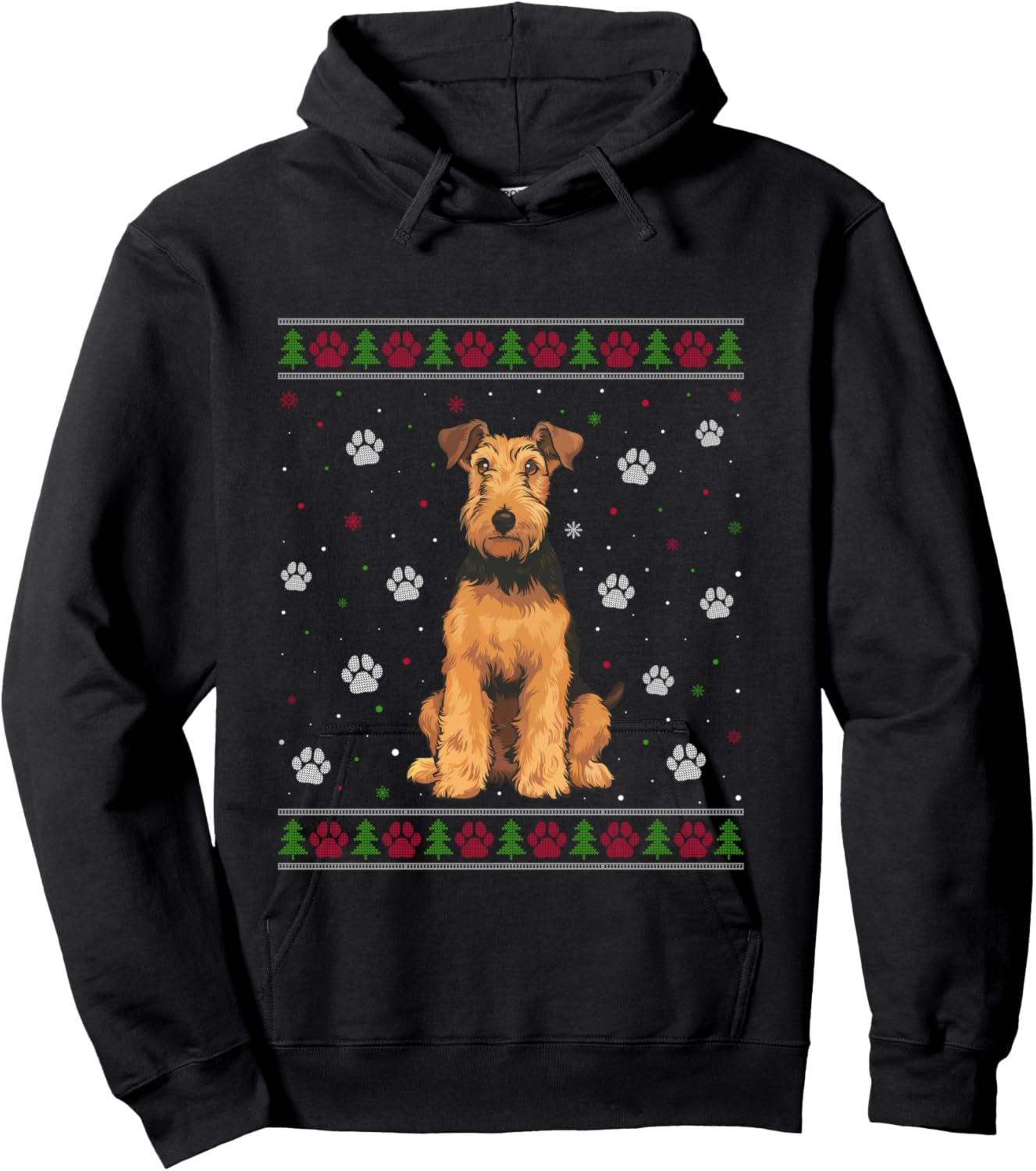 Airedale Terrier Christmas Sweater Xmas Pet Animal Dog Lover Hoodie - Hoodie | Black