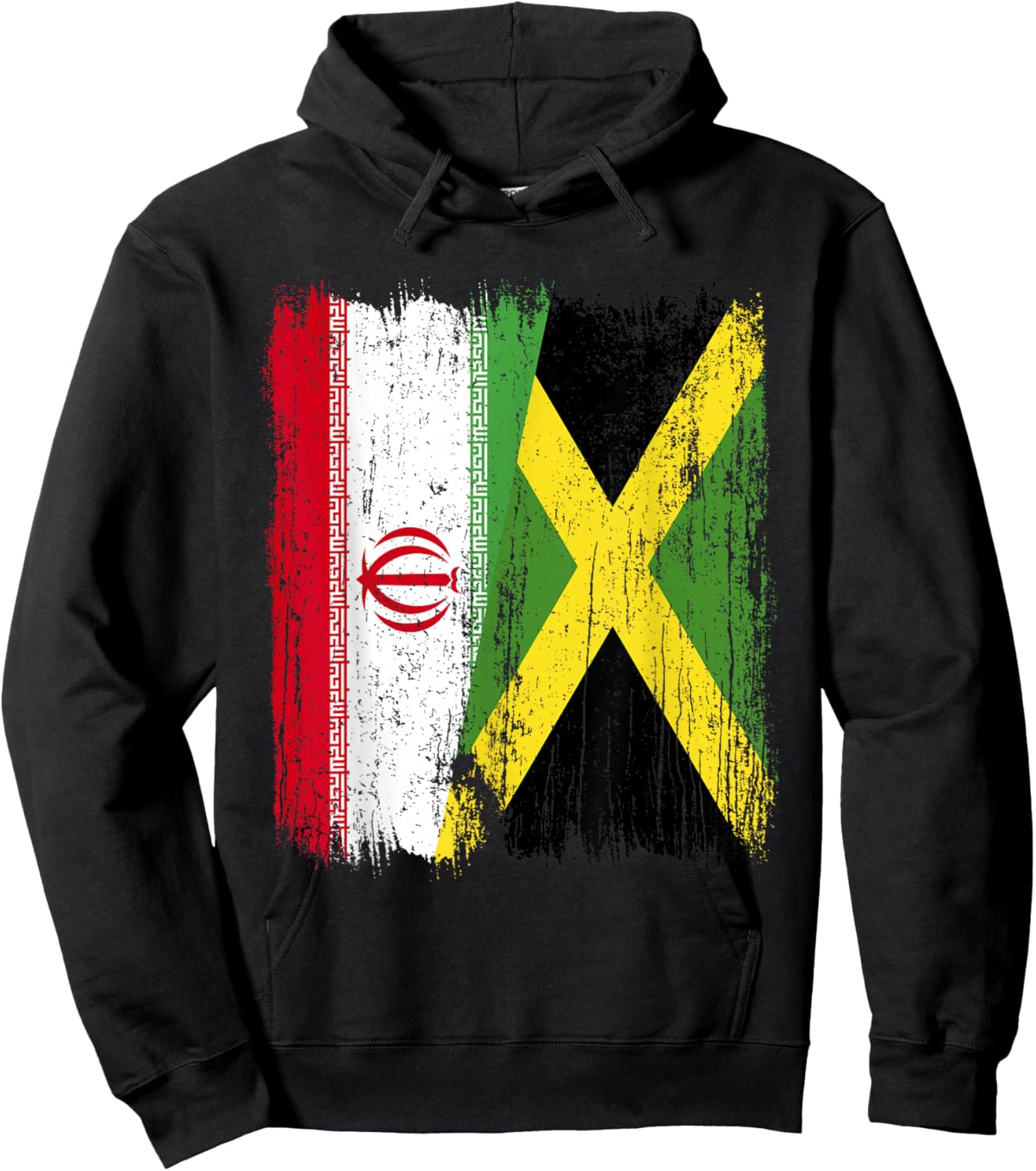 Iran Jamaica Half Flag Iranian Jamaican Heritage Hoodie - Hoodie | Black