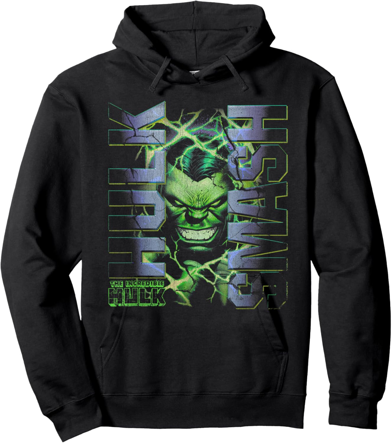 Marvel Comics Incredible Hulk Smash Green Portrait Hoodie - Hoodie | Black