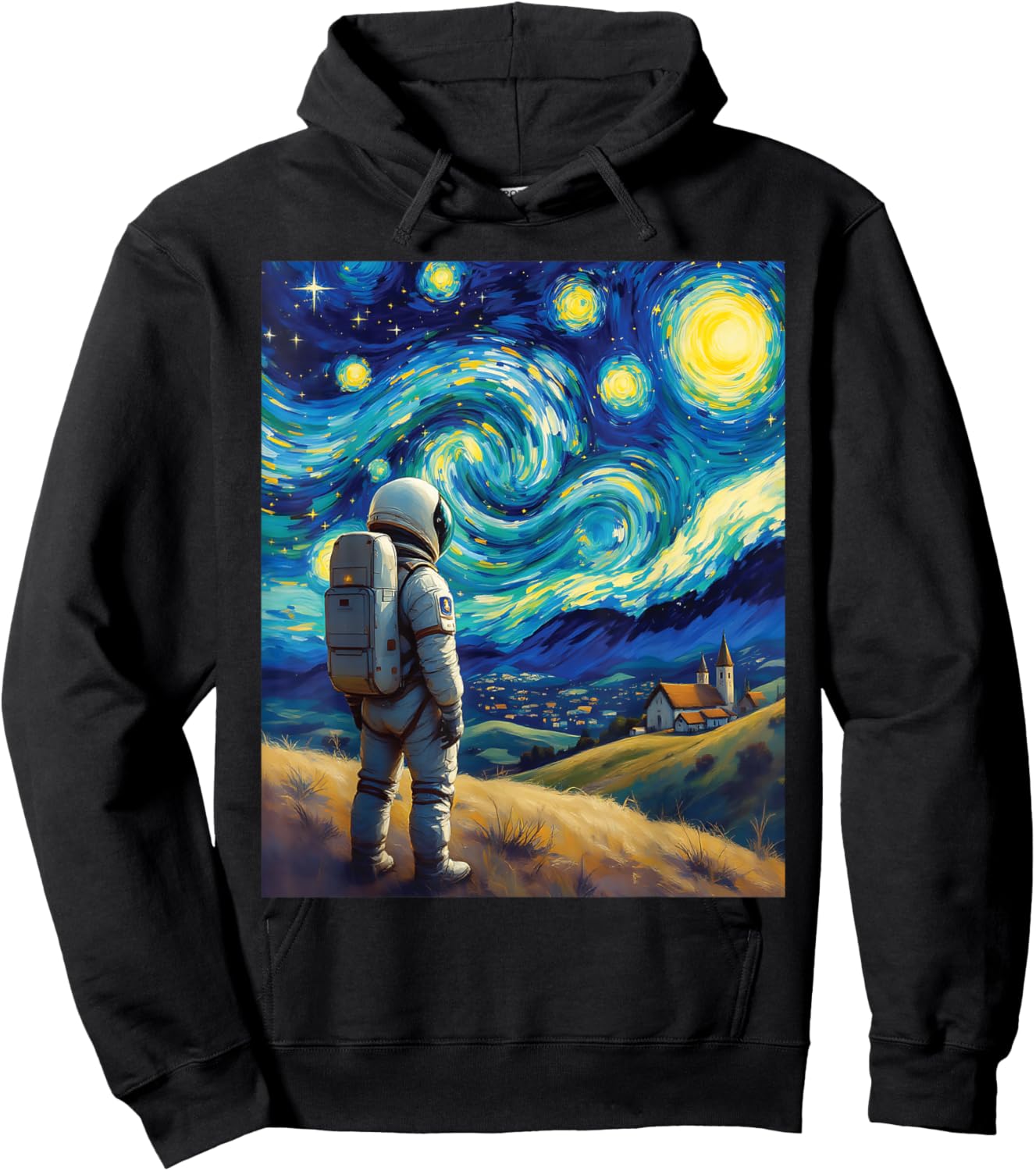 Van Gogh Inspired Cosmic Space Traveller Visionary Astronaut Hoodie - Hoodie | Black