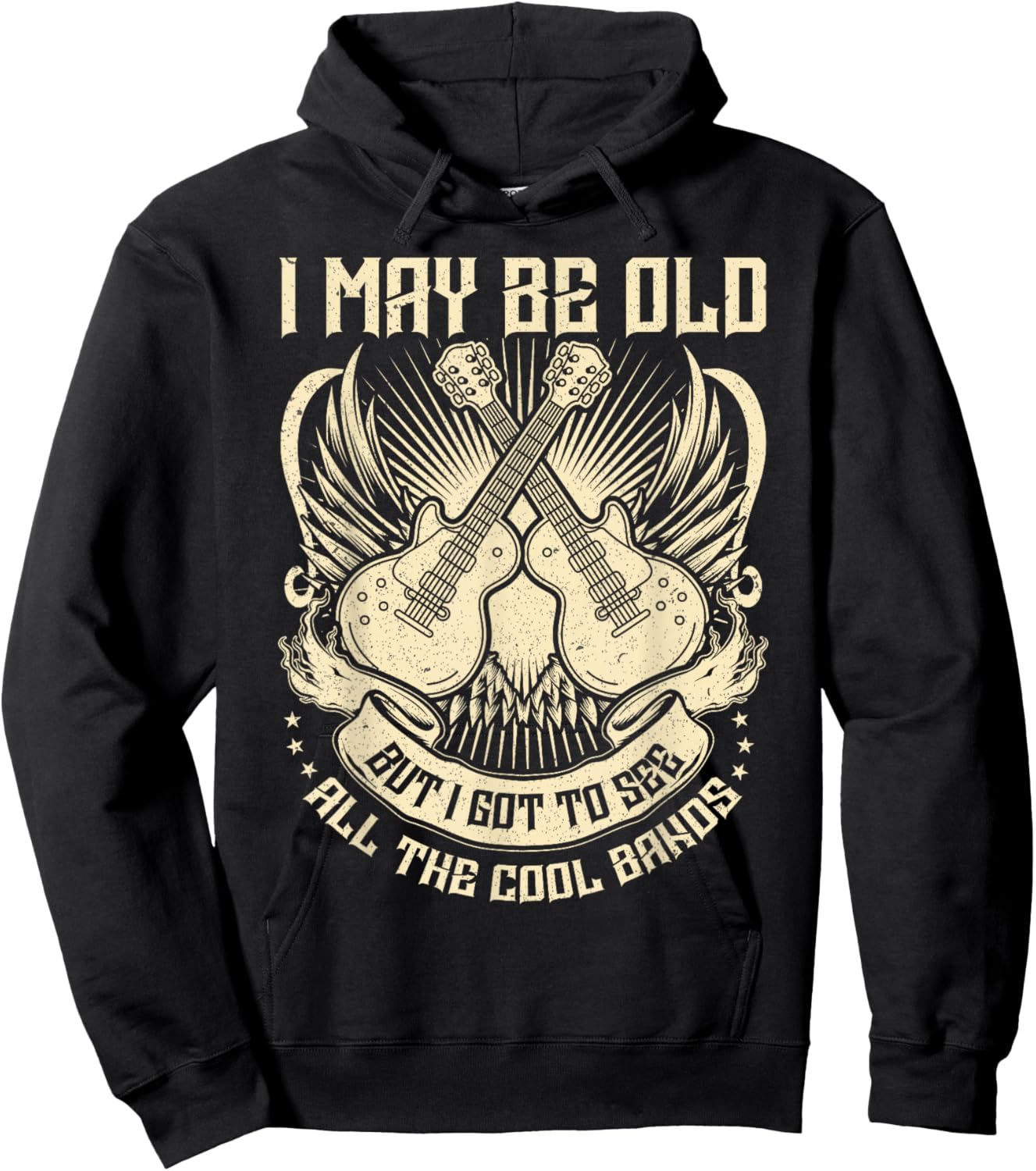 I May Be Old But I Got to See All The Cool Band Rock Concert Hoodie - Hoodie | Black