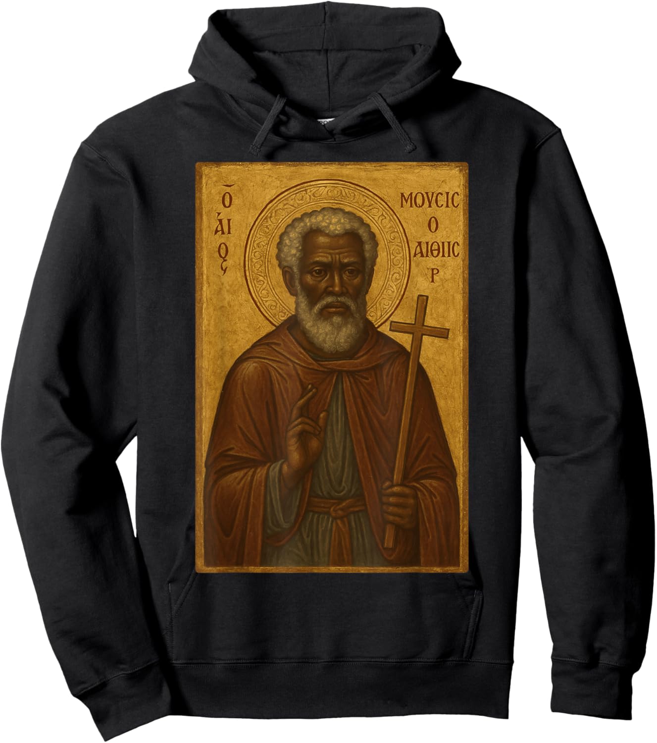 Holy Orthodox Icon of Saint Moses The Ethiopian Hoodie - Hoodie | Black