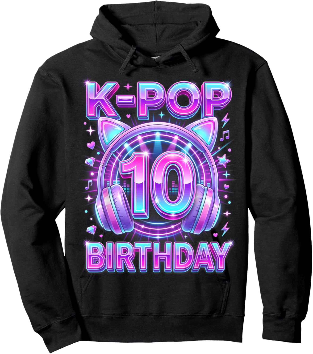 K-Pop 10th Birthday Kpop Girl 10 Year Old Korean Music Hoodie - Hoodie | Black