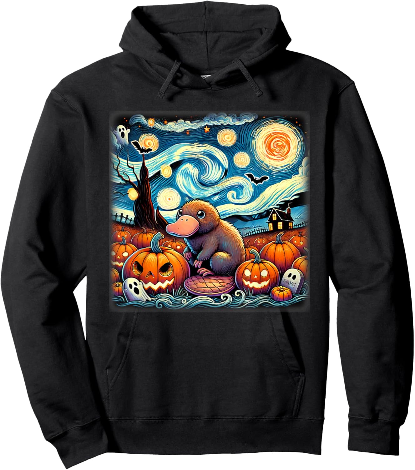 Starry Night Platypus Halloween Hoodie - Hoodie | Black