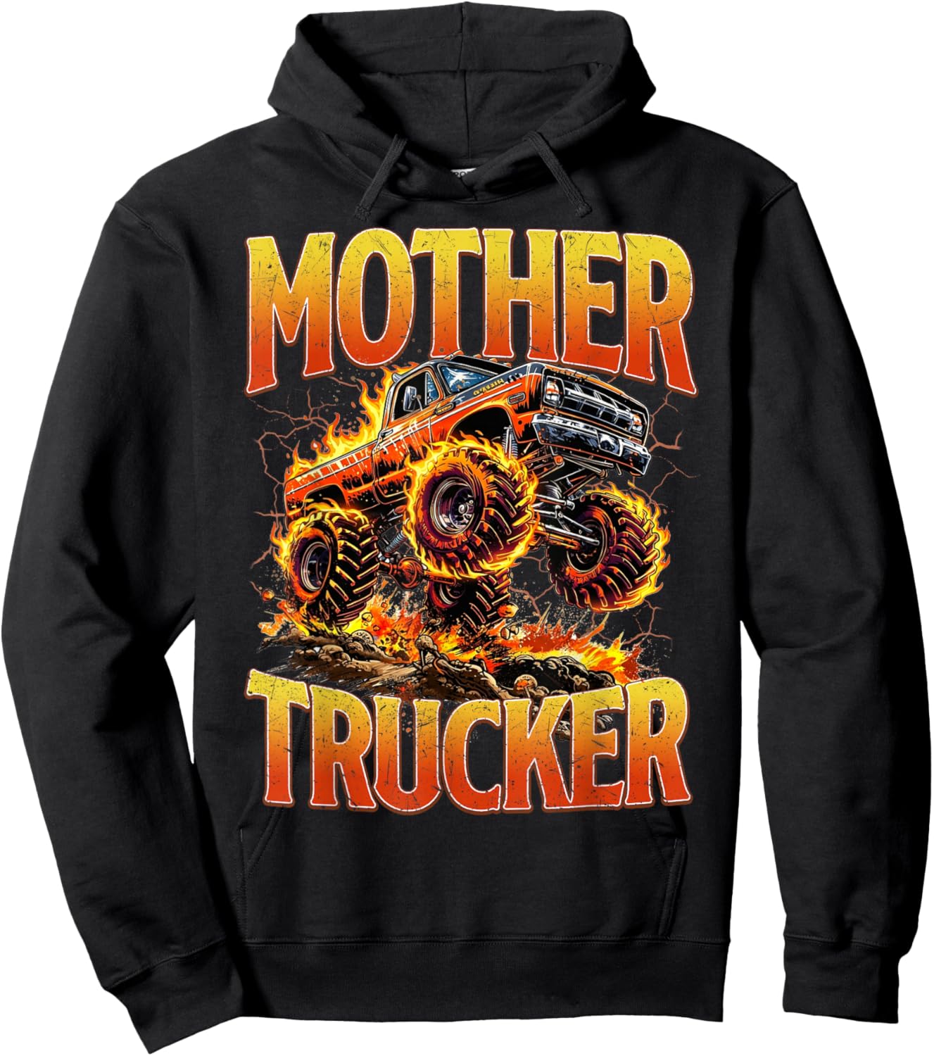 Mother Trucker Funny Monster Truck Mama Mothers Day Women Hoodie - Hoodie | Black