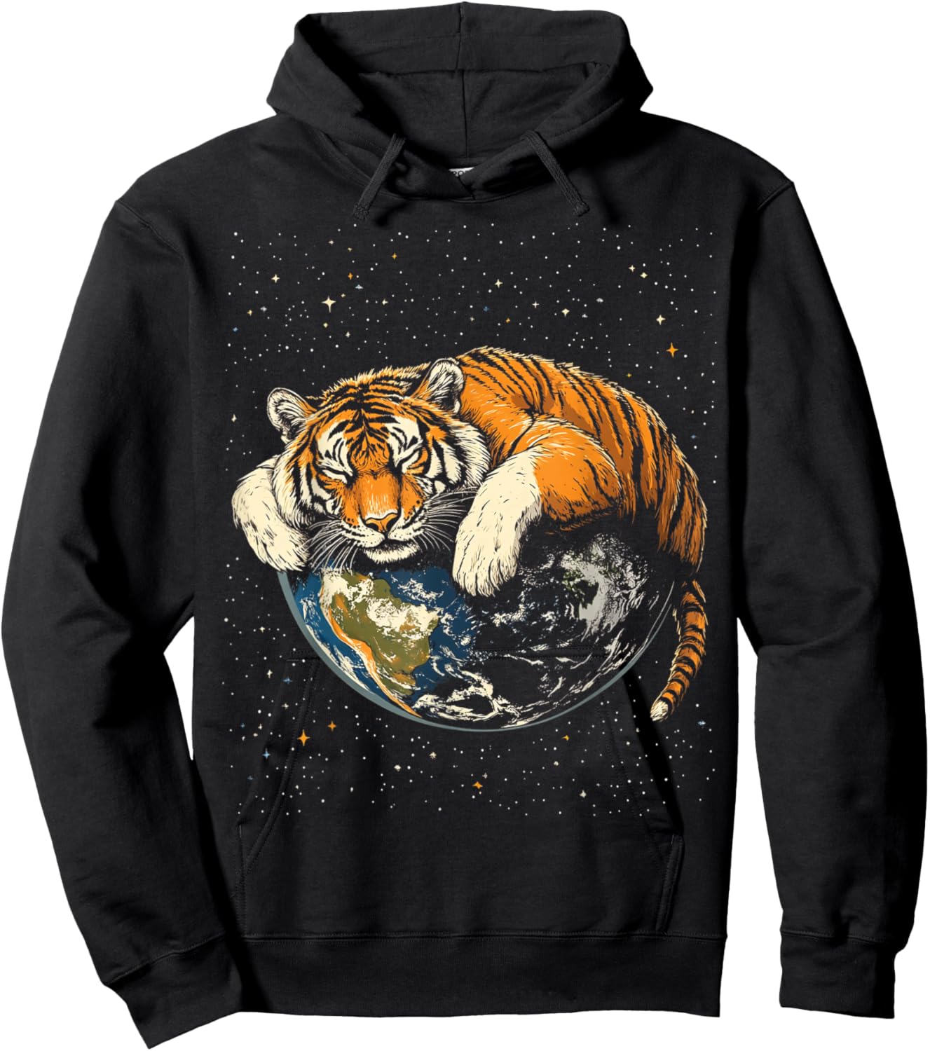Funny Lazy Tiger In Space Hoodie - Hoodie | Black