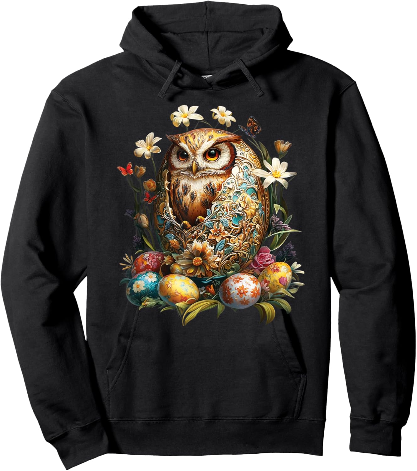 Easter Eggs - An Owl From An Easter Egg, Happy Easter Day Hoodie - Hoodie | Black