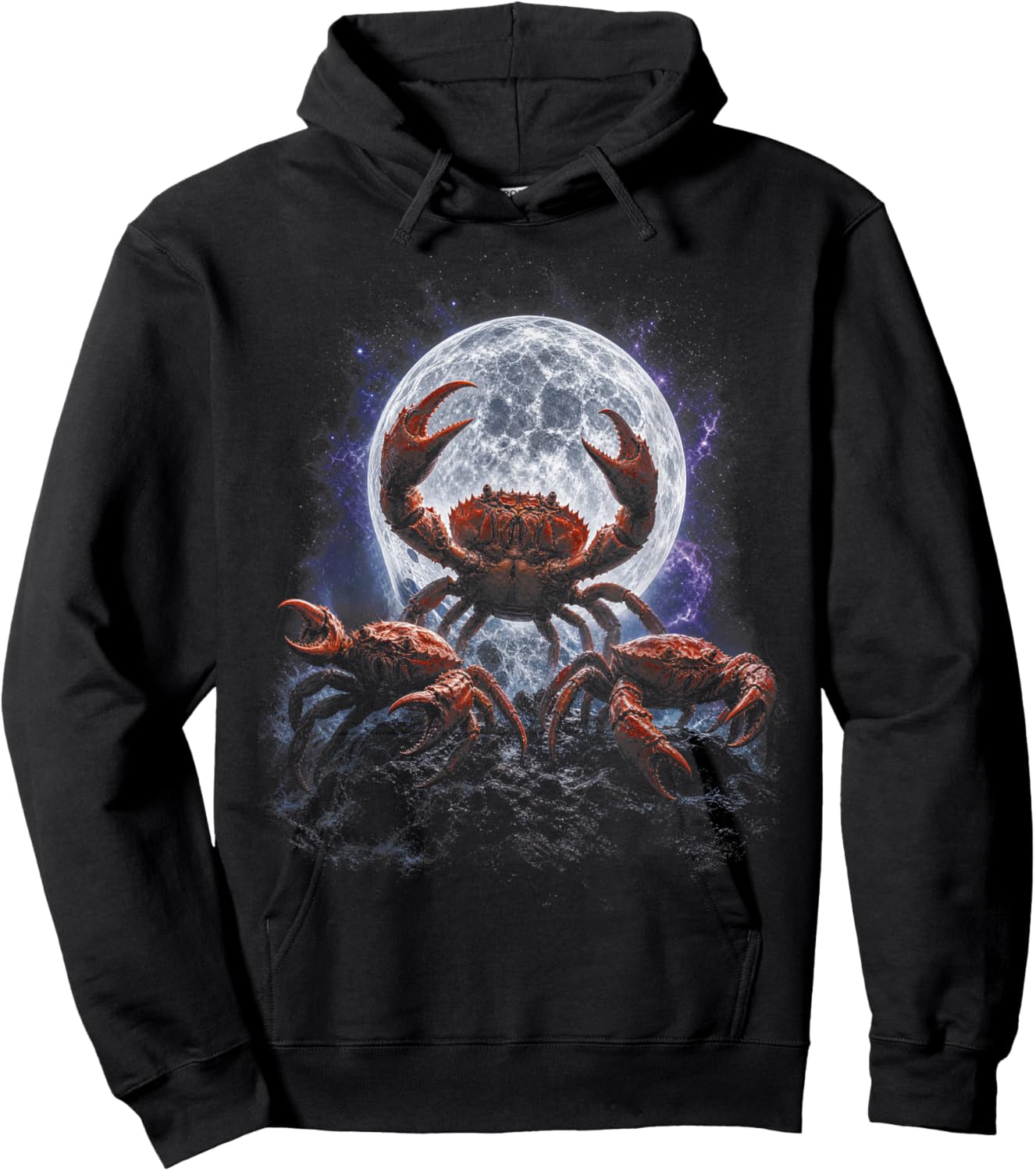 Funny Crab Moon Deep Sea Ocean Creature Fantasy 90s Art Hoodie - Hoodie | Black