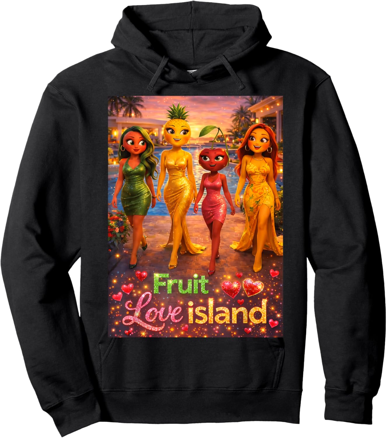 Funny Girls Brainrot Fruit Island Love Fancy Dress AI 2026 Hoodie - Hoodie | Black