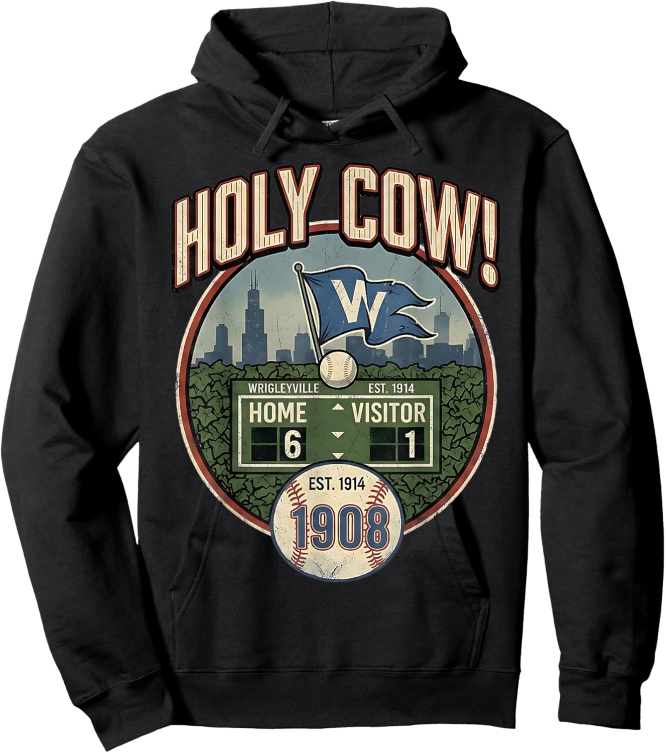 North Side Baseball 1908 Retro Vintage Chicago Fan Gear Hoodie - Hoodie | Black