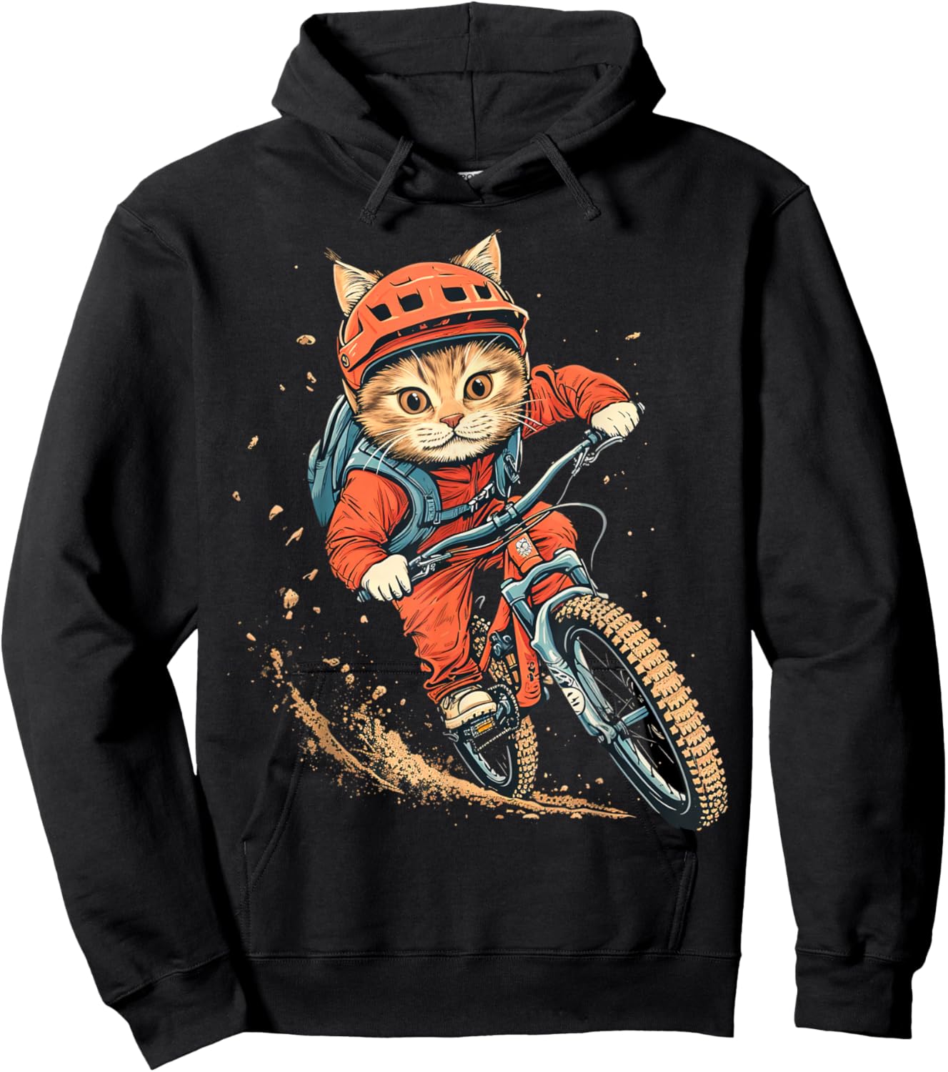 Mountain Biking Cat Hoodie - Hoodie | Black