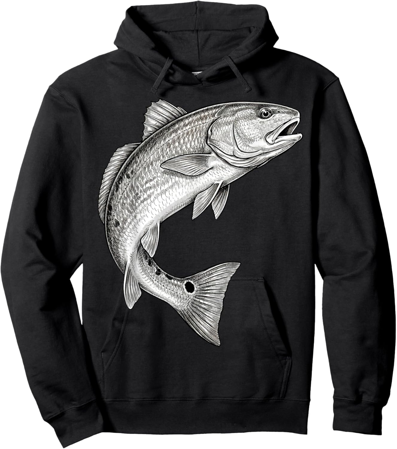 Vintage Redfish Fish Fishing Fisherman Angler Hoodie - Hoodie | Black