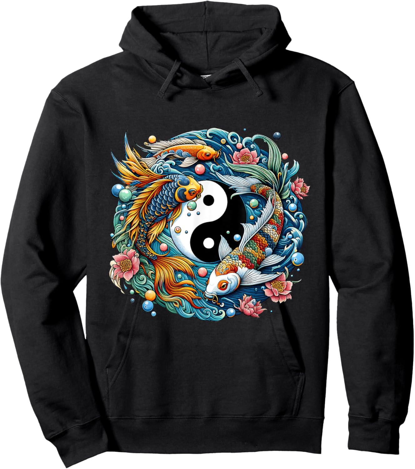 Chinese Yin Yang Koi Fish Harmony Artistic Creations Hoodie - Hoodie | Black