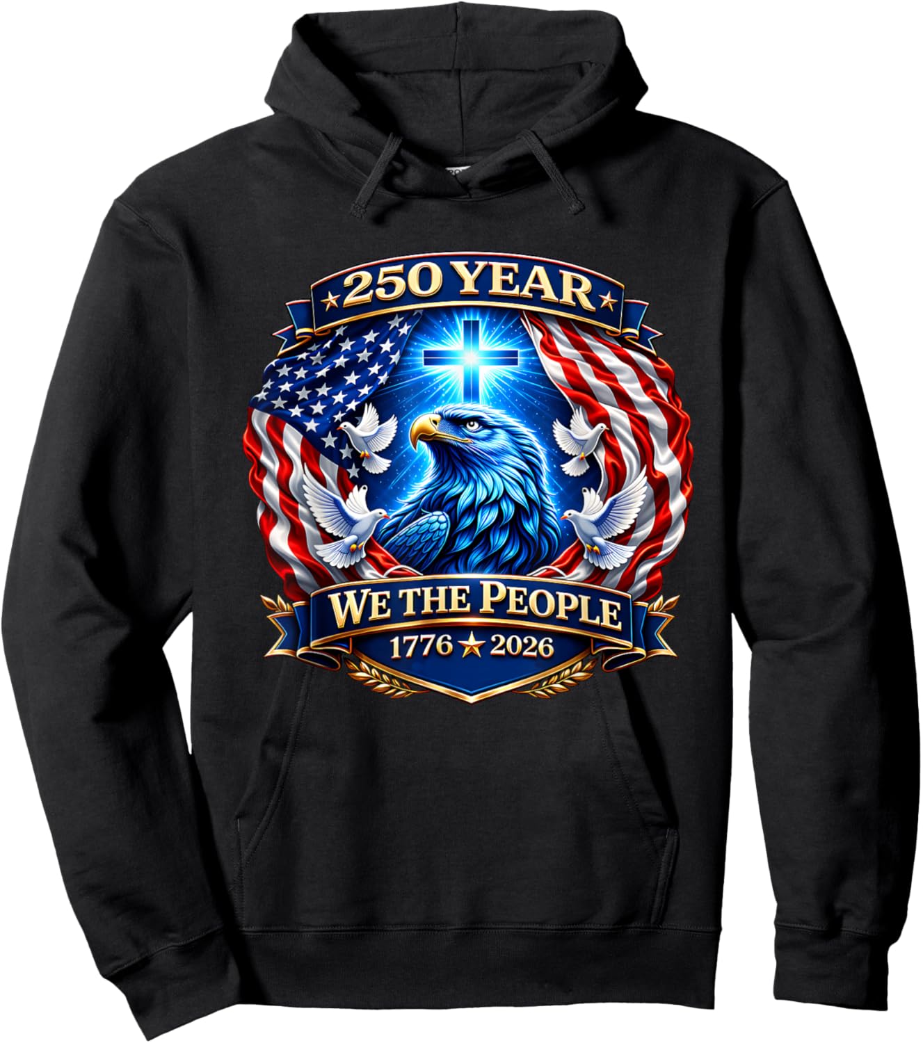 250th Anniversary USA Patriotic 250 Years American 4th July Hoodie - Hoodie | Black