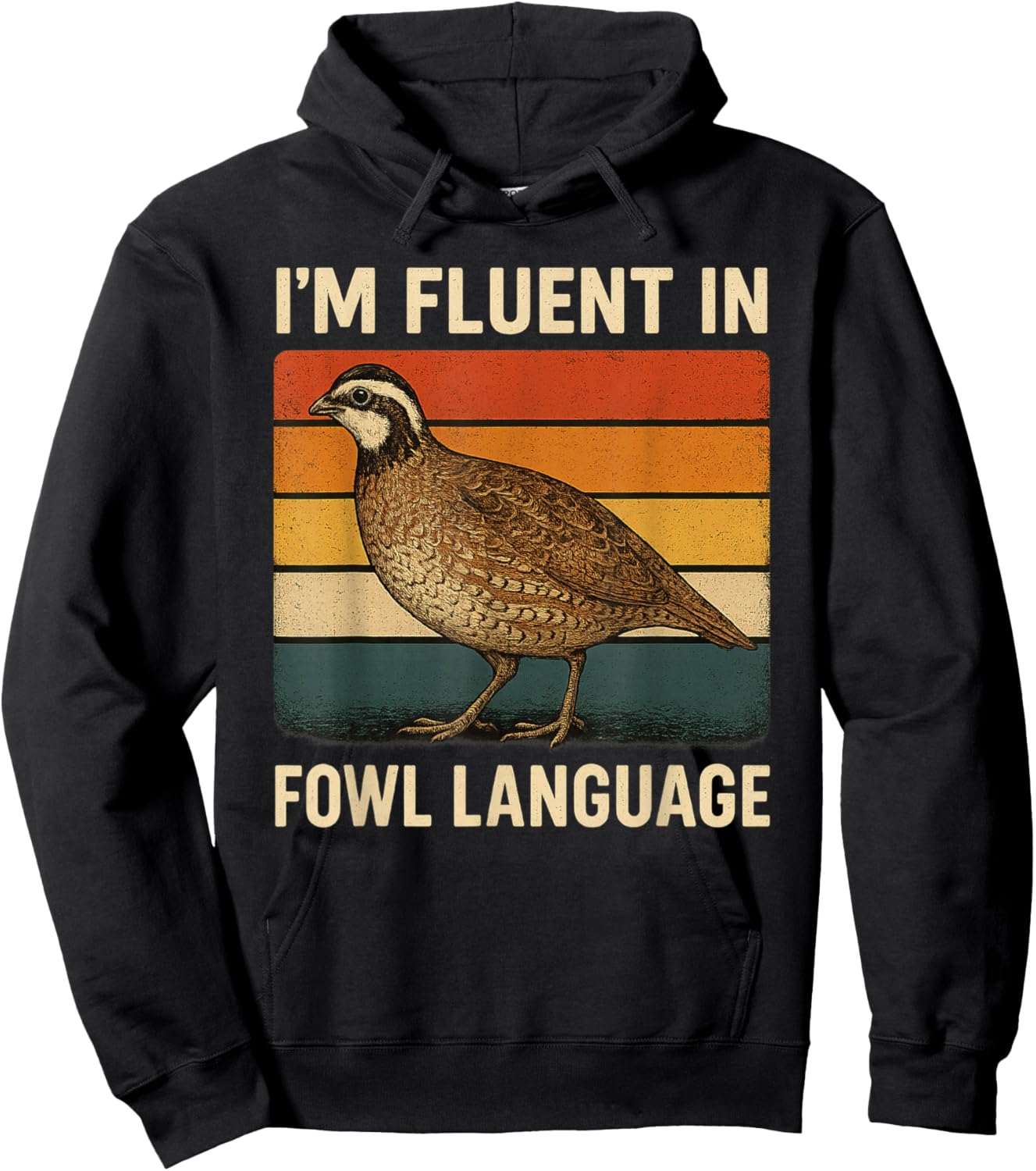 Funny Bobwhite Quail Fowl Language Bird Vintage Design Hoodie - Hoodie | Black