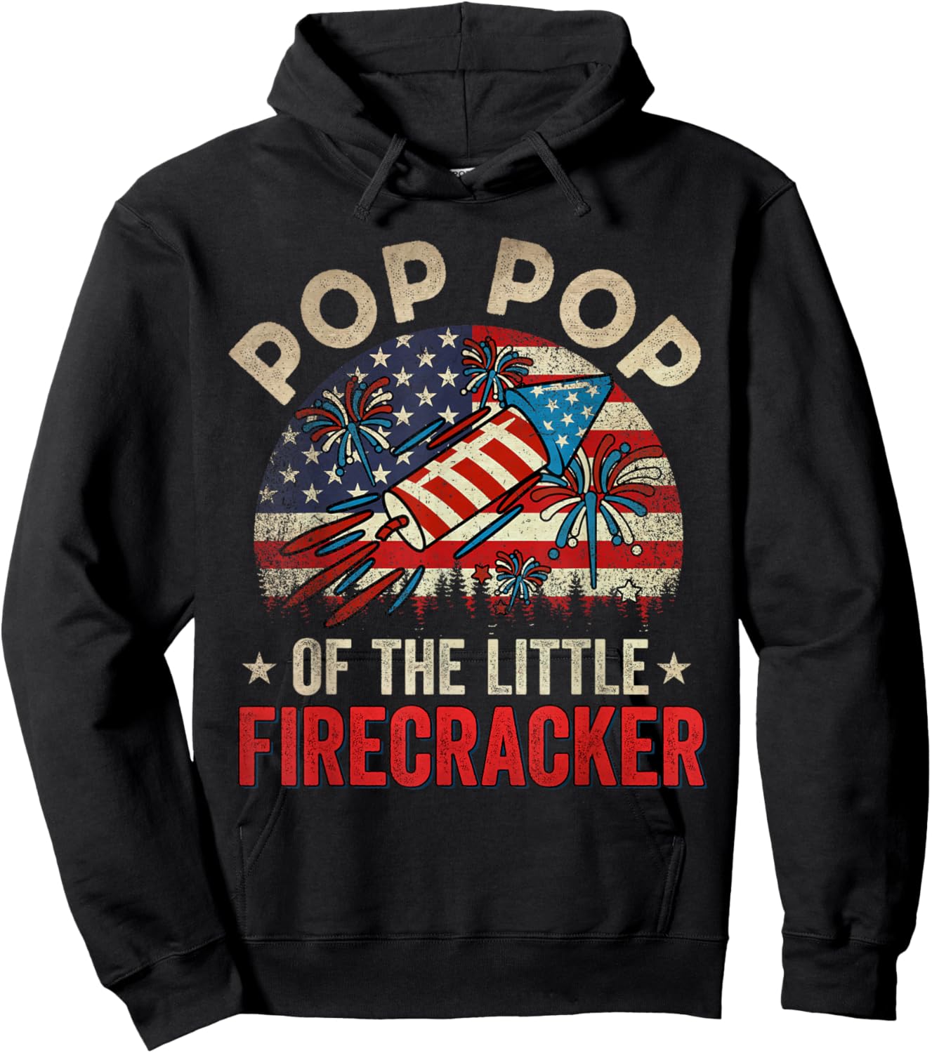 4th Of July Birthday Pop Pop Of The Little Firecracker Hoodie - Hoodie | Black
