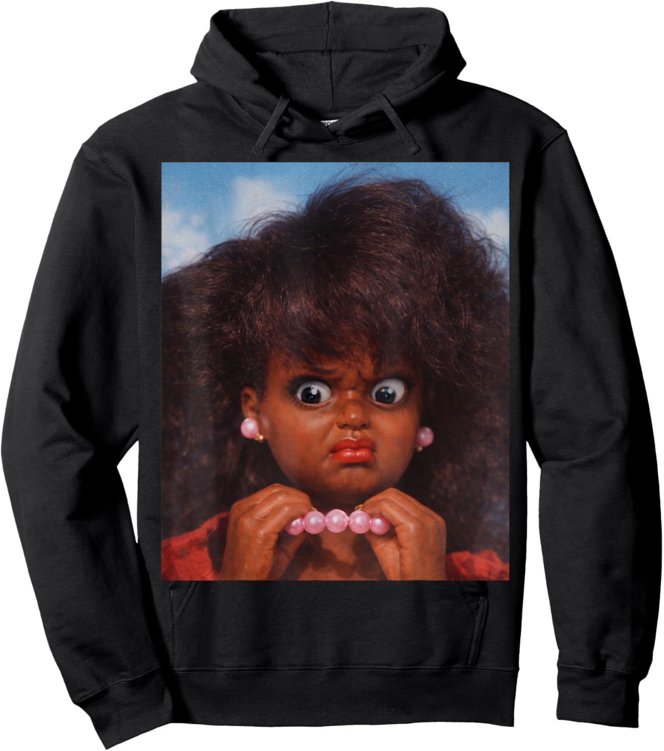 Funny Black Disgusted Doll Face Meme Women Hoodie - Hoodie | Black