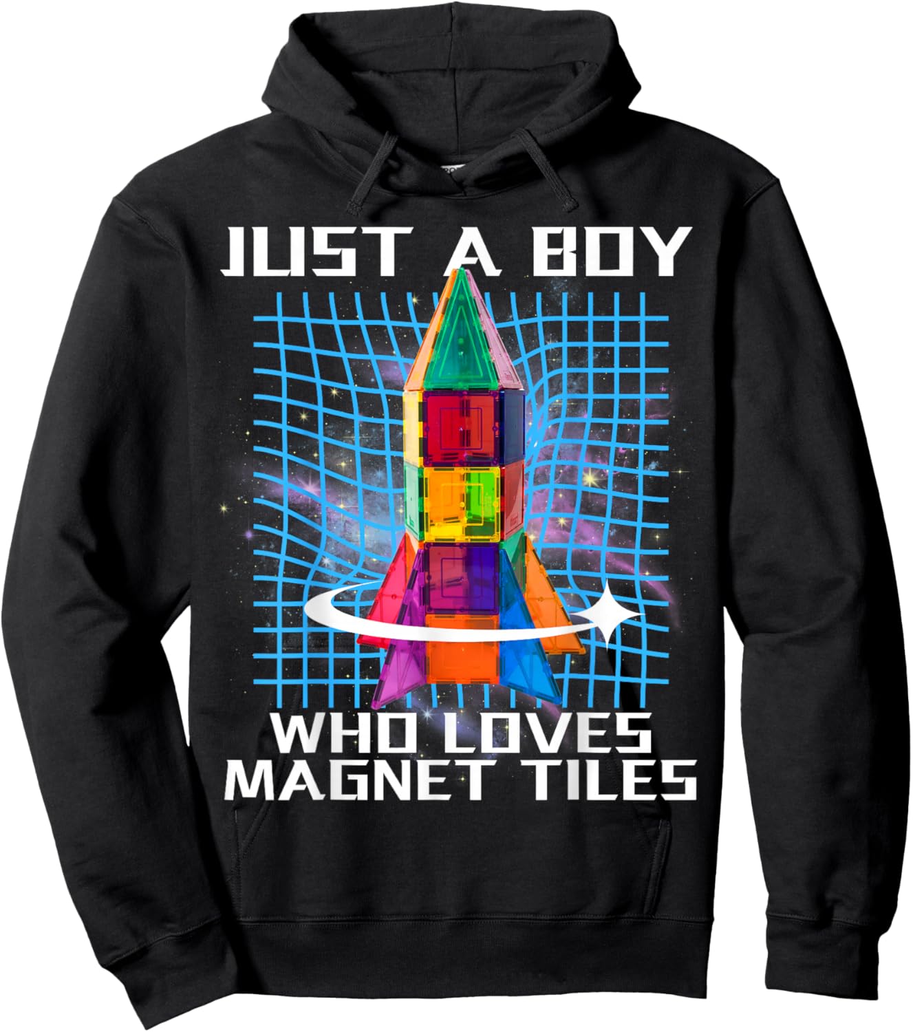 Magnet Tiles Just a Boy Who Loves Magnetic Tiles Spaceship Hoodie - Hoodie | Black