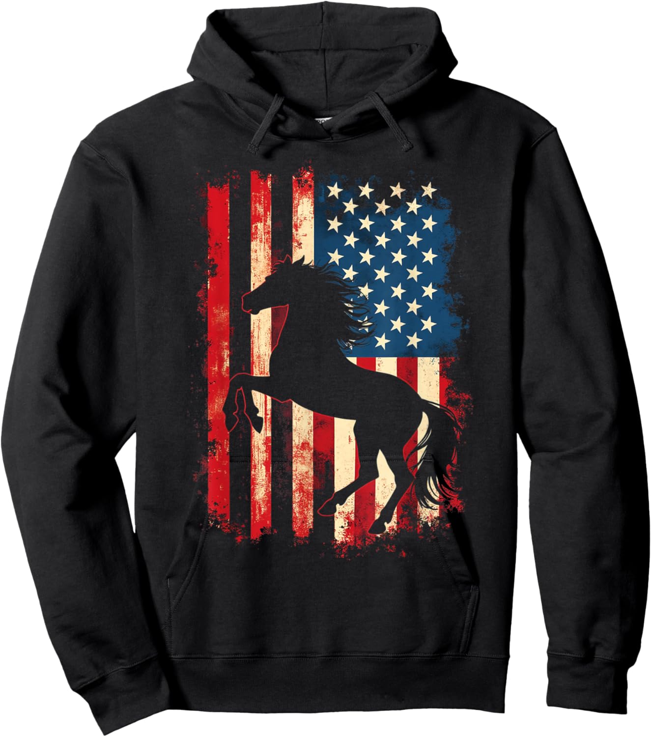 Patriotic Horse Silhouette Hoodie - Hoodie | Black