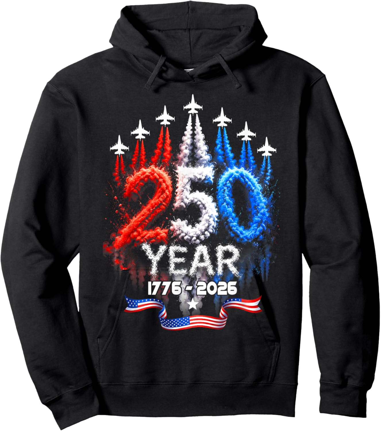 250 Years American 250th Anniversary USA Patriotic 4th July Hoodie - Hoodie | Black