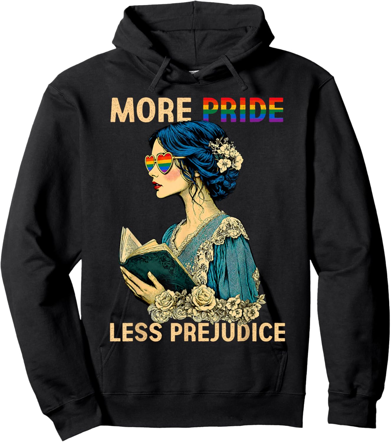 More Pride Less Prejudice LGBTQ Pride Month Gay Pride Hoodie - Hoodie | Black