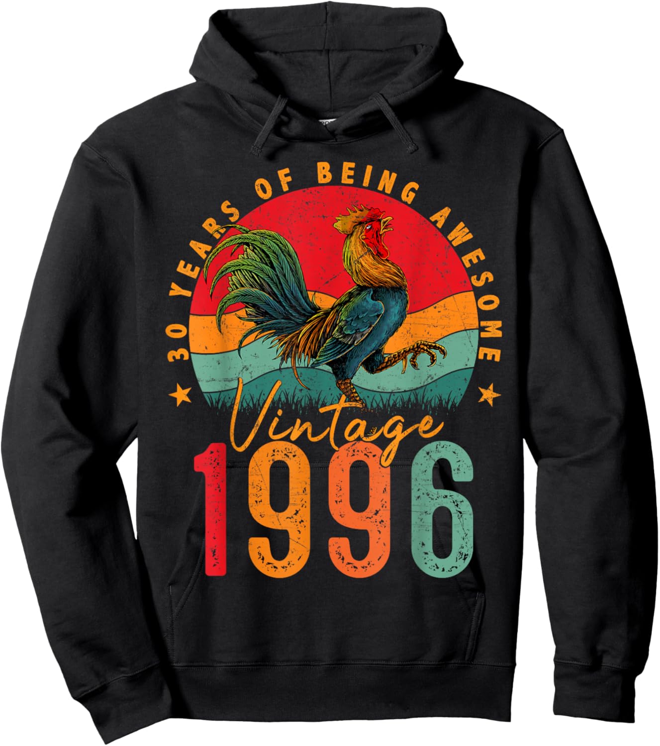 30 Year Old Chicken Vintage 1996 Farmer 30th Birthday Party Hoodie - Hoodie | Black
