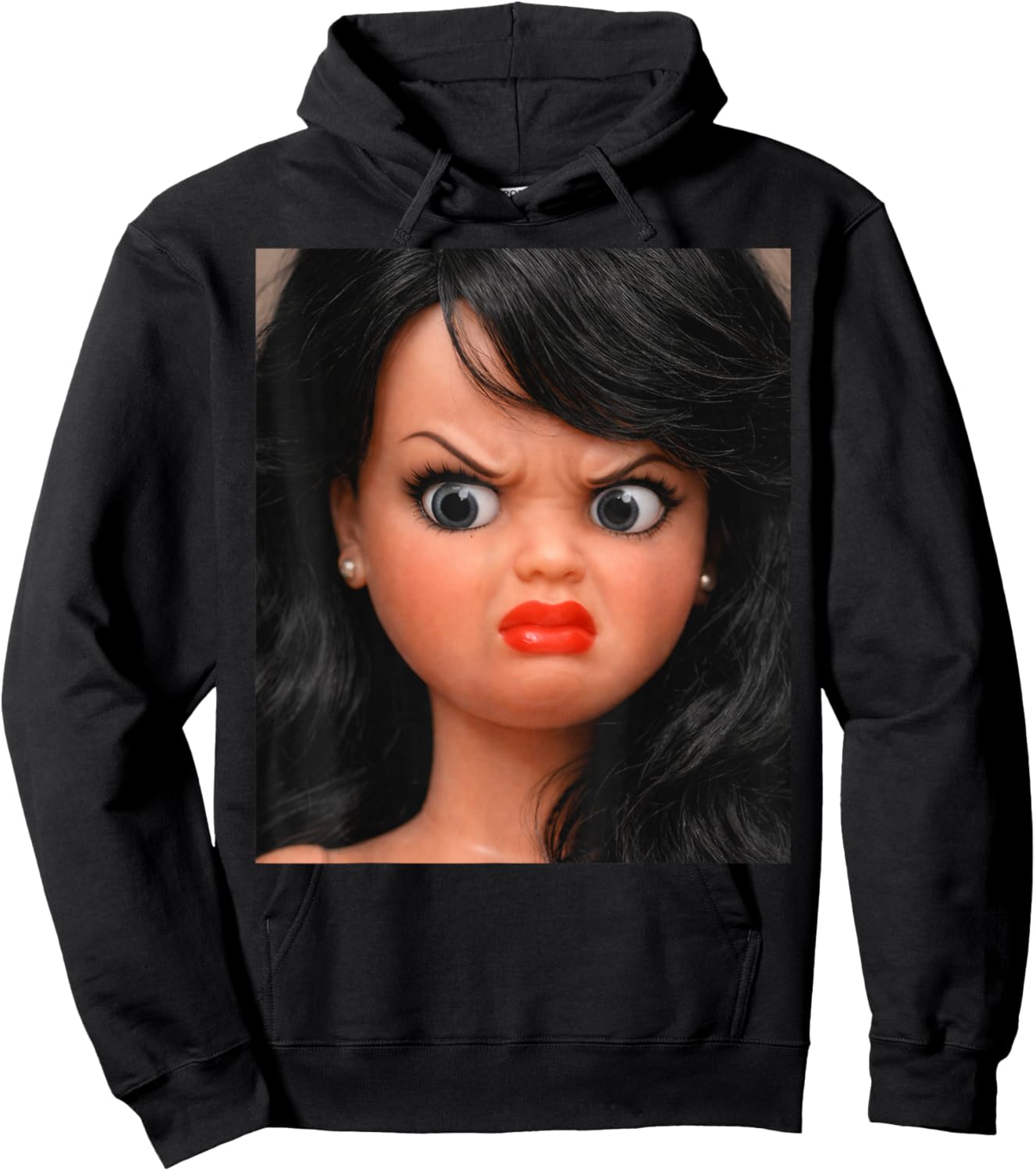 REAL DISGUSTED DOLL FACE Meme Babe X Funny Disgust Meme Hoodie - Hoodie | Black