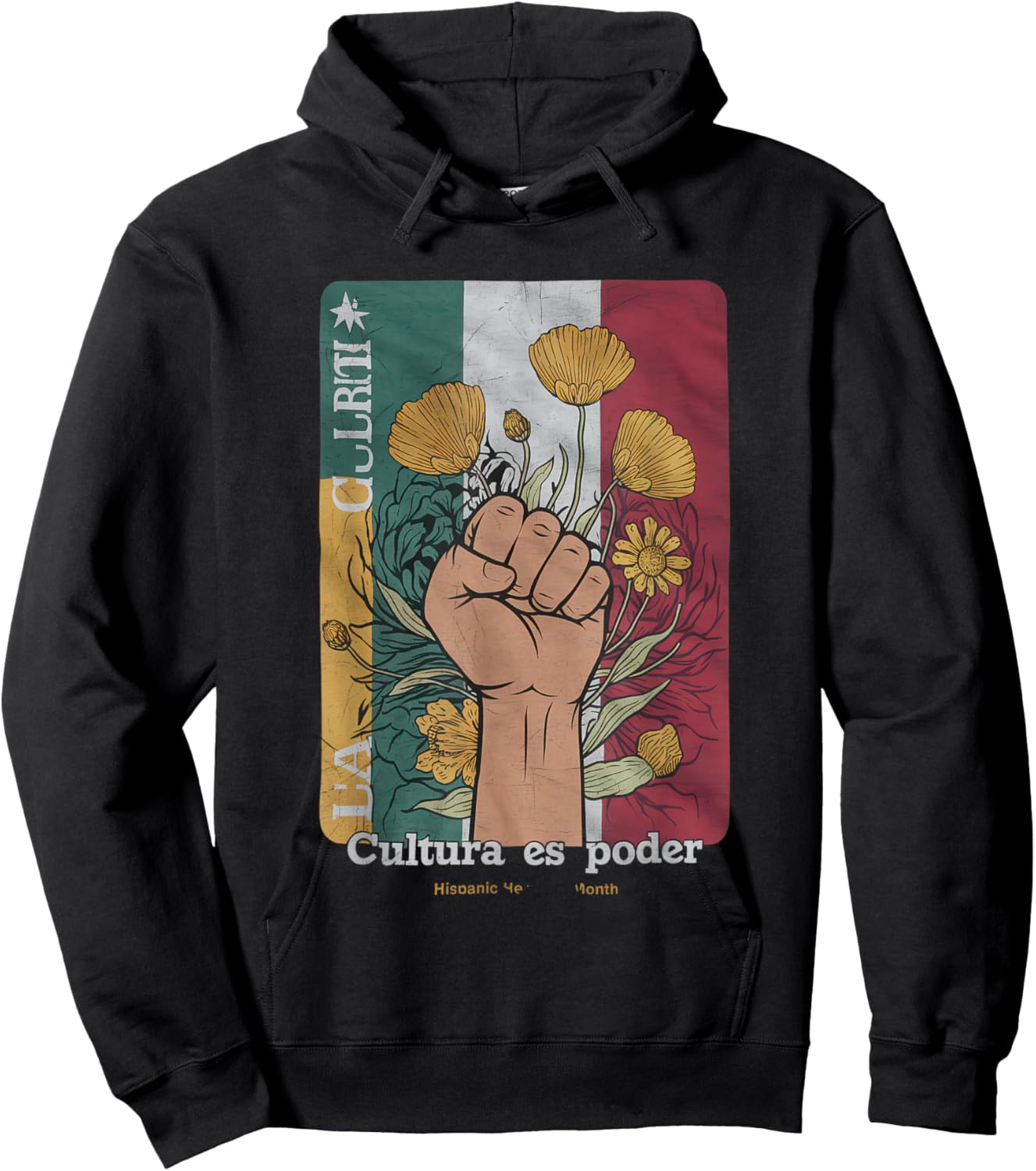 Cultura ES Poder Hispanic Heritage Latina Empowerment Hoodie - Hoodie | Black
