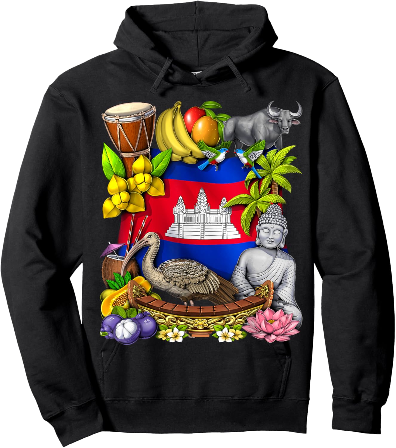 Cambodia Cambodian Flag Khmer Cambodian Heritage Hoodie - Hoodie | Black