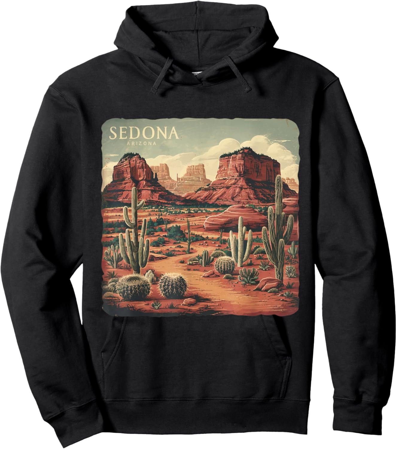 Retro Sedona Arizona Vintage Road Trip Outdoors Graphic Hoodie - Hoodie | Black