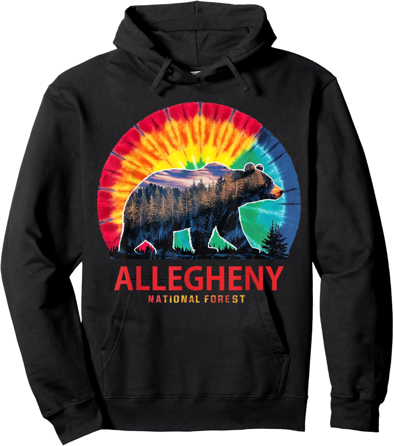 Bear Allegheny National Forest Pennsylvania Hiking Souvenir Hoodie - Hoodie | Black