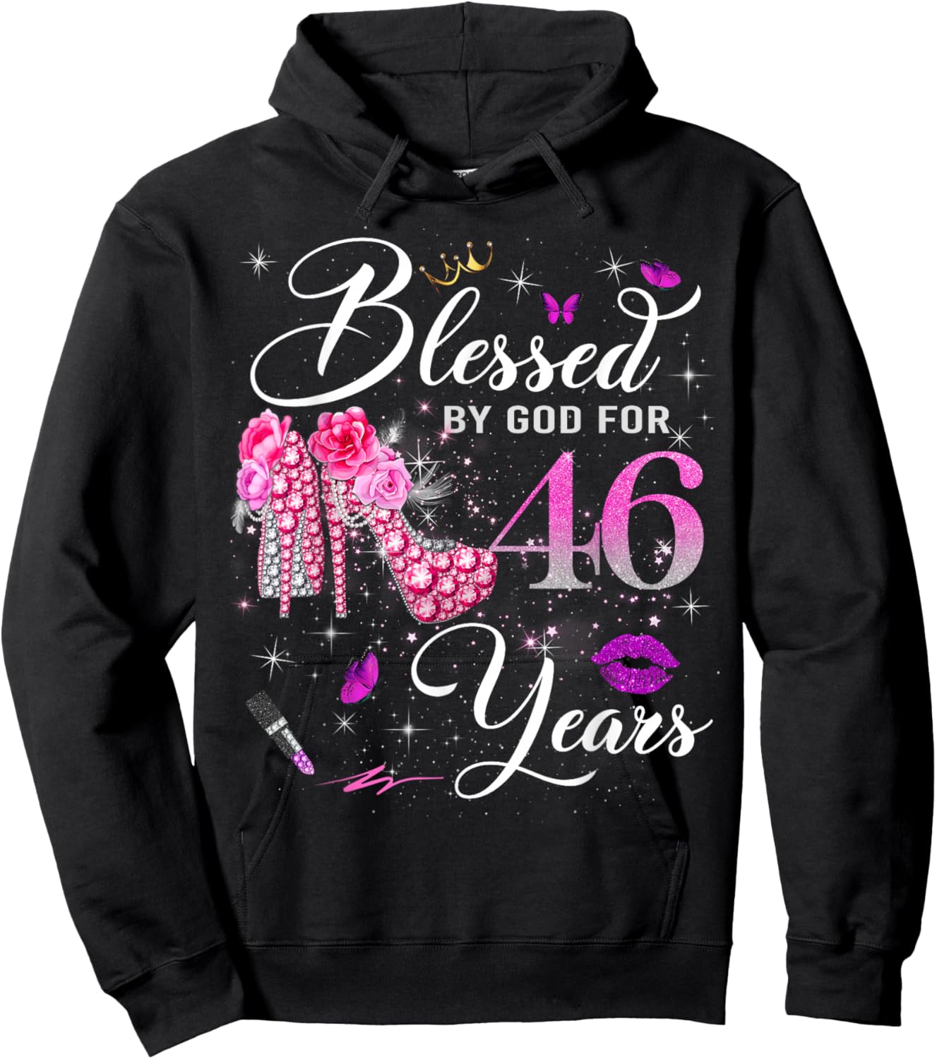 Blessed by God for 46 Years Old Women 46th Birthday Queen Hoodie - Hoodie | Black
