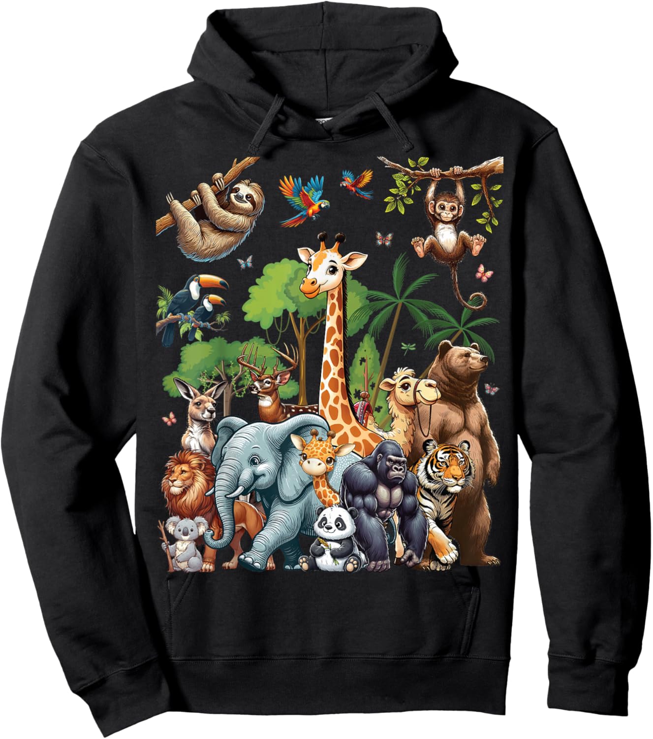 Zoo Animals Wildlife Safari Jungle Zoo Birthday Party Hoodie - Hoodie | Black