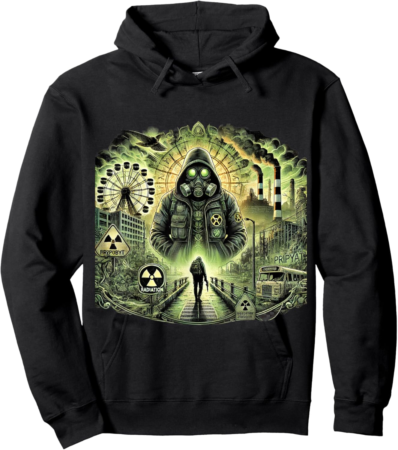 Chernobyl Radiation Zone, Abandoned Pripyat, Stalker Game Hoodie - Hoodie | Black