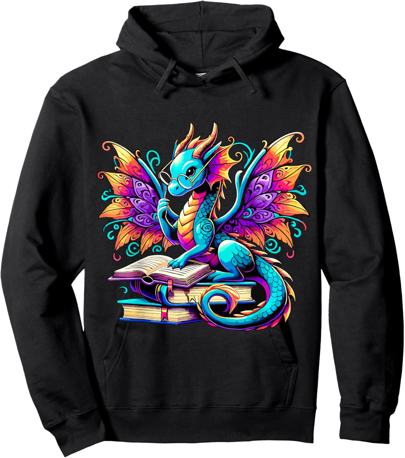 Book Dragon Reading Hoodie - Hoodie | Black