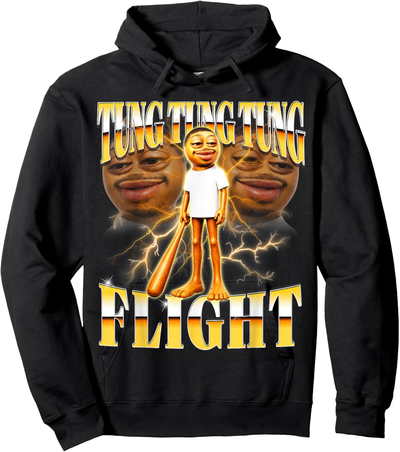 Tung Tung Tung Flight is Calling Y2K Bootleg Reacts Meme Hoodie - Hoodie | Black